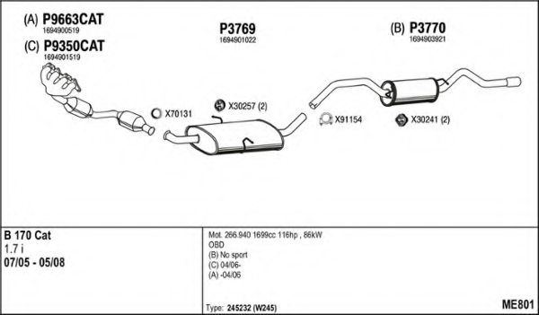 FENNO ME801 Exhaust System